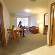 A guest apartment at Campus Town East on the Marquette University campus.