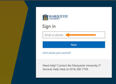 Enter your Marquette email under 