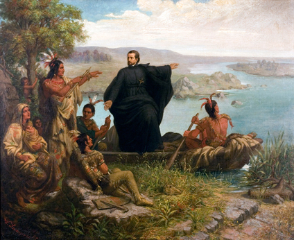 Painting Father Marquette and the Indians by Wilhelm Lamprecht
