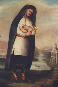 Painting of St. Kateri Tekakwitha by Claude Chauchetiere SJ