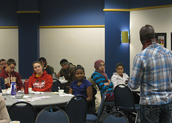 Students attend an event