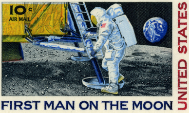 Photo of 10 cent Air Mail stamp - First Man on the Moon